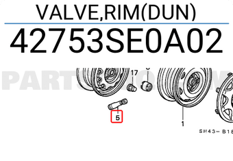 Honda 42753SE0A02 VALVE,RIM(DUN)
