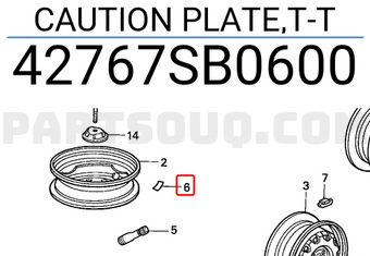 Honda 42767SB0600 CAUTION PLATE,T-T