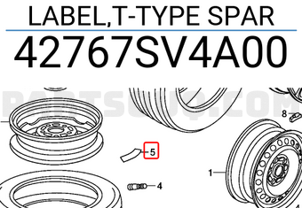 Honda 42767SV4A00 LABEL,T-TYPE SPAR