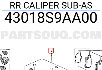 Honda 43018S9AA00 RR CALIPER SUB-AS