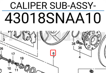 Honda 43018SNAA10 CALIPER SUB-ASSY