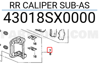 Honda 43018SX0000 RR CALIPER SUB-AS