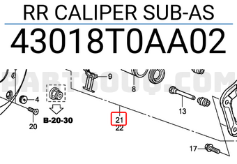 Honda 43018T0AA02 RR CALIPER SUB-AS