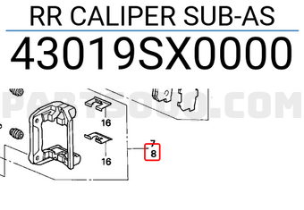 Honda 43019SX0000 RR CALIPER SUB-AS