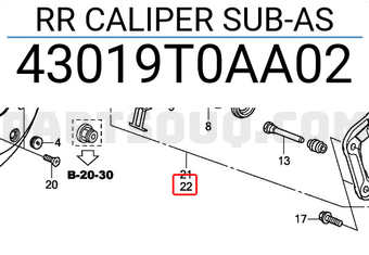 Honda 43019T0AA02 RR CALIPER SUB-AS