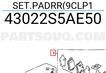 Honda 43022S5AE50 SET.PADRR(9CLP1