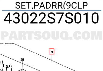 Honda 43022S7S010 SET,PADRR(9CLP