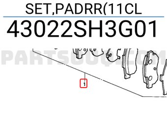 Honda 43022SH3G01 SET,PADRR(11CL
