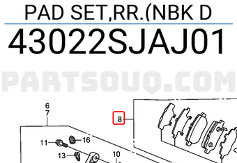 Honda 43022SJAJ01 PAD SET,RR.(NBK D