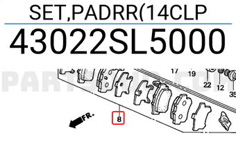 Honda 43022SL5000 SET,PADRR(14CLP