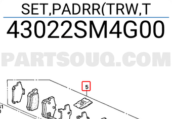 Honda 43022SM4G00 SET,PADRR(TRW,T