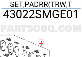 Honda 43022SMGE01 SET,PADRR(TRW,T