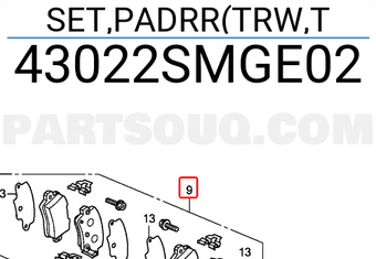 Honda 43022SMGE02 SET,PADRR(TRW,T