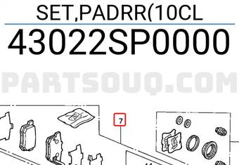 Honda 43022SP0000 SET,PADRR(10CL