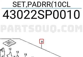 Honda 43022SP0010 SET,PADRR(10CL
