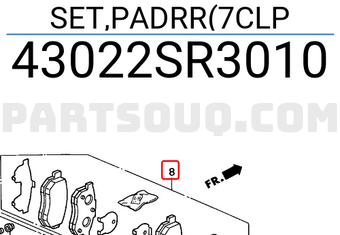 Honda 43022SR3010 SET,PADRR(7CLP