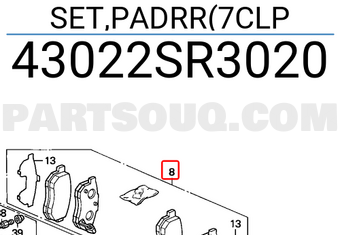 Honda 43022SR3020 SET,PADRR(7CLP