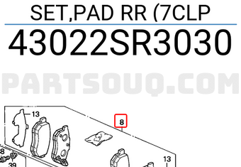 Honda 43022SR3030 SET,PAD RR (7CLP