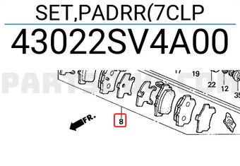 Honda 43022SV4A00 SET,PADRR(7CLP