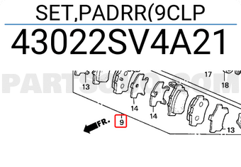 Honda 43022SV4A21 SET,PADRR(9CLP