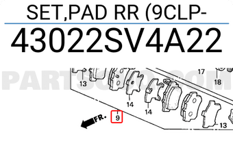 Honda 43022SV4A22 SET,PAD RR (9CLP