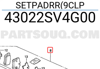 Honda 43022SV4G00 SETPADRR(9CLP