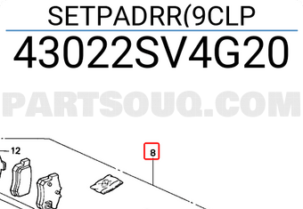 Honda 43022SV4G20 SETPADRR(9CLP