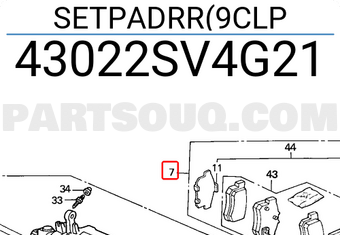 Honda 43022SV4G21 SETPADRR(9CLP