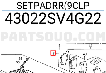 Honda 43022SV4G22 SETPADRR(9CLP