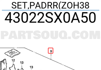 Honda 43022SX0A50 SET,PADRR(ZOH38