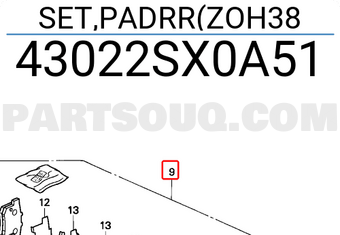 Honda 43022SX0A51 SET,PADRR(ZOH38