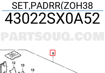 Honda 43022SX0A52 SET,PADRR(ZOH38