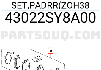 Honda 43022SY8A00 SET,PADRR(ZOH38