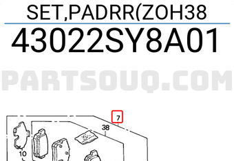 Honda 43022SY8A01 SET,PADRR(ZOH38