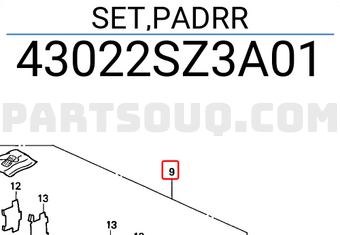 Honda 43022SZ3A01 SET,PADRR
