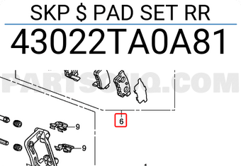 Honda 43022TA0A81 skp $ PAD SET RR