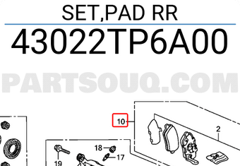 Honda 43022TP6A00 SET,PAD RR