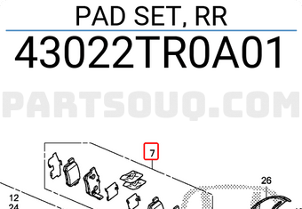 Honda 43022TR0A01 PAD SET, RR