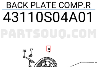 Honda 43110S04A01 BACK PLATE COMP.R