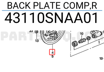 Honda 43110SNAA01 BACK PLATE COMP,R