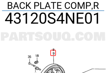 Honda 43120S4NE01 BACK PLATE COMP,R
