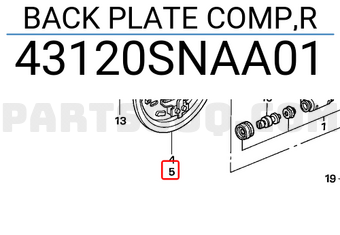 Honda 43120SNAA01 BACK PLATE COMP,R
