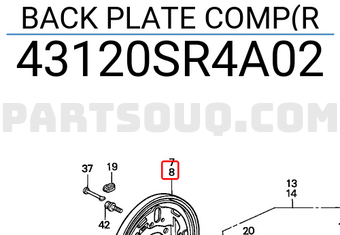 Honda 43120SR4A02 BACK PLATE COMP(R