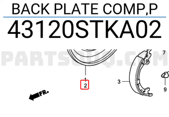 Honda 43120STKA02 BACK PLATE COMP,P