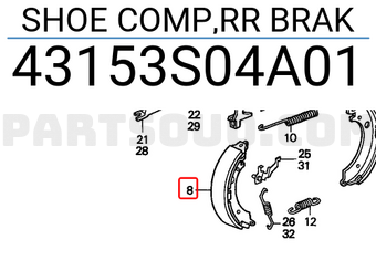 Honda 43153S04A01 SHOE COMP,RR BRAK