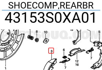 Honda 43153S0XA01 SHOECOMP,REARBR