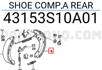 Honda 43153S10A01 SHOE COMP,A REAR