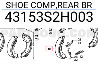 Honda 43153S2H003 SHOE COMP,REAR BR