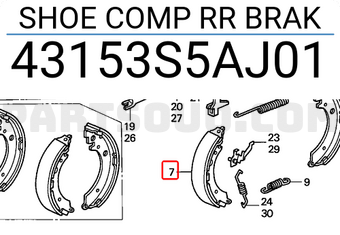 Honda 43153S5AJ01 SHOE COMP RR BRAK