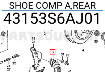 Honda 43153S6AJ01 SHOE COMP A,REAR
